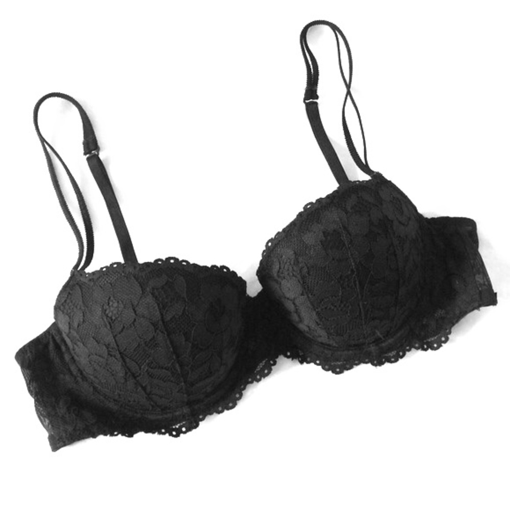 VS PINK black lace date push up bra 32B